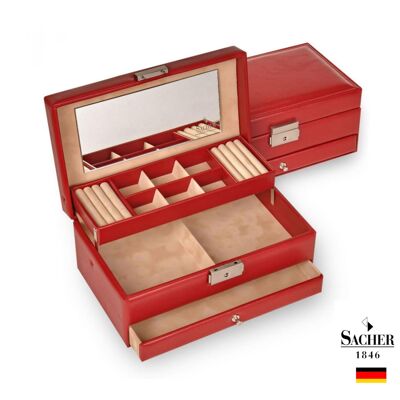 Faux Leather Jewelry Box - Helen - Red