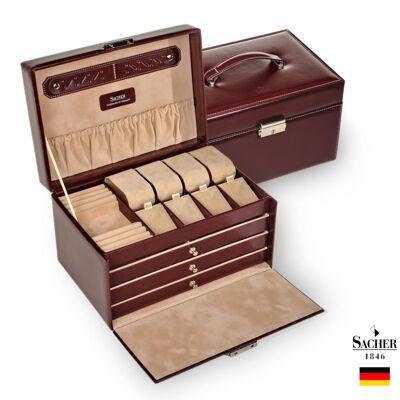 Genuine Leather Jewelry Box - Katja - Bordeaux