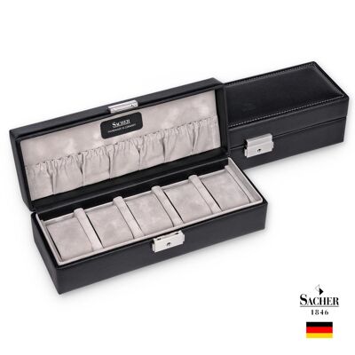 Uhrenbox aus schwarzem Leder - 5 - Slots