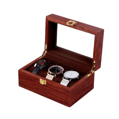 Kleine Uhrenbox aus Holz - Rot