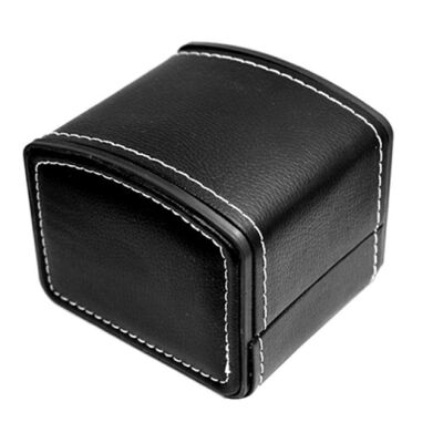 Small Black Leather Watch Box - Black
