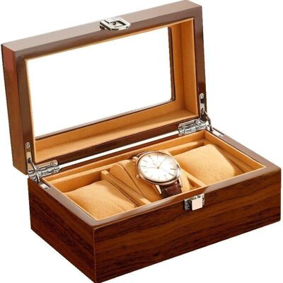 Precious Wood Watch Box - Chestnut - 3 - Slots
