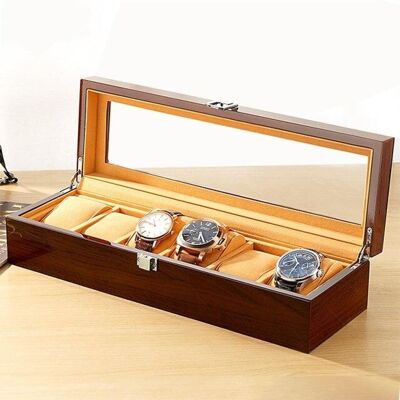 Precious Wood Watch Box - Chestnut - 6 - Slots