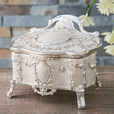 Antique Jewelery Box - Silver White