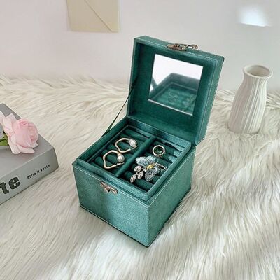 Green Velvet Jewelry Box - Small Box