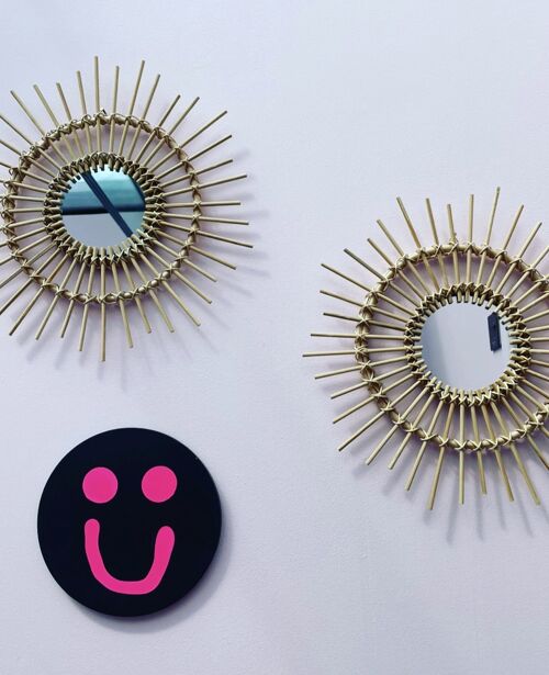 Smiley Wall Hanging - Black & Neon Pink