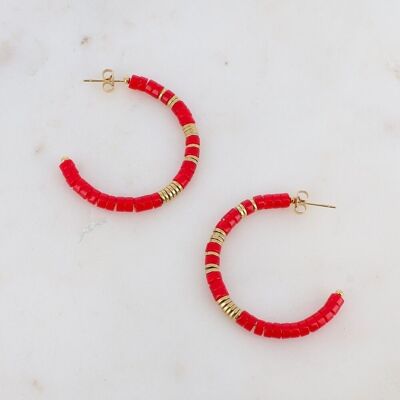 Pendientes Aro Olivino - Coral Vegetal Rojo