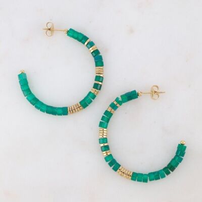 Olivine Hoop Earrings - Green Agate