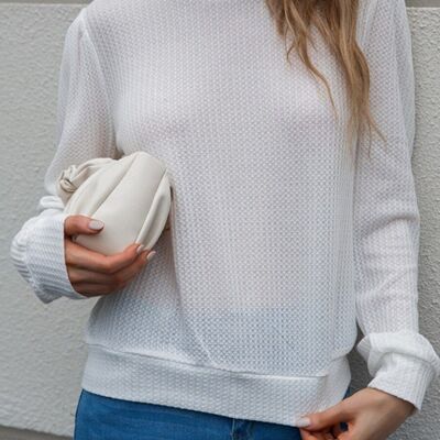 Durchsichtiger Pullover mit Spitzenrücken - Weiß