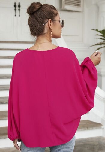 Chemisier à col noué et manches dolman-Fuchsia 6