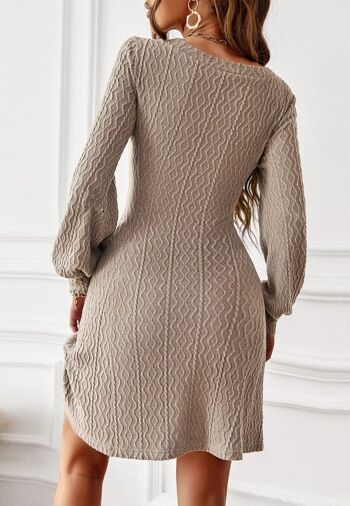 Robe pull en tricot torsadé texturé-Beige 10