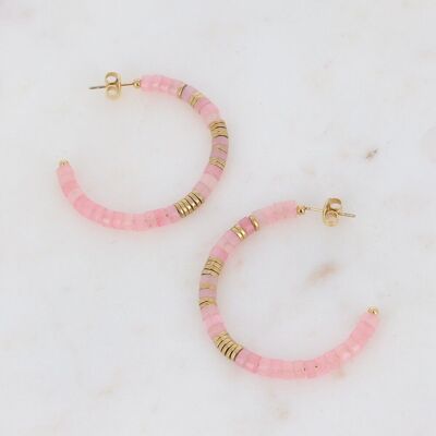 Olivine Hoop Earrings - Pink Quartz