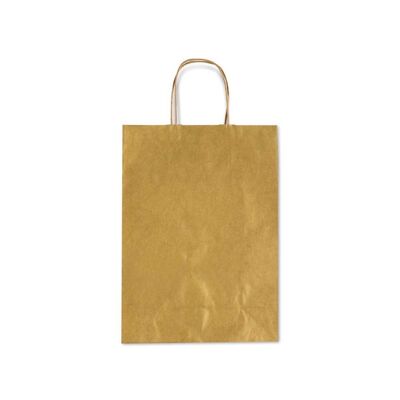 Bolsa de papel Kraft Allegra Dark Amarillo Dorado (pequeña)