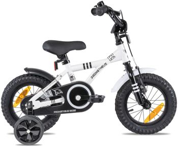 Vélo pour enfants 12 pouces à partir de 3 ans avec roues stabilisatrices et pack de sécurité en blanc 6