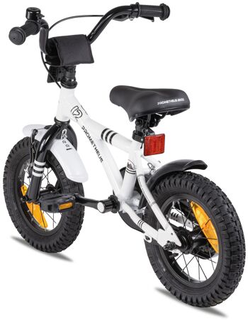 Vélo pour enfants 12 pouces à partir de 3 ans avec roues stabilisatrices et pack de sécurité en blanc 3