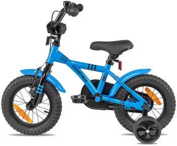Vélo enfant 12 pouces à partir de 3 ans avec roues stabilisatrices et pack sécurité en bleu 3