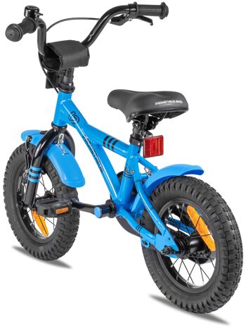 Vélo enfant 12 pouces à partir de 3 ans avec roues stabilisatrices et pack sécurité en bleu 7