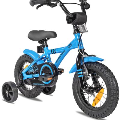 Children's bike 12 inches from 3 years incl. training wheels and safety package in blue