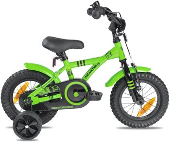 Vélo pour enfants 12 pouces à partir de 3 ans avec roues stabilisatrices et pack de sécurité en vert 6