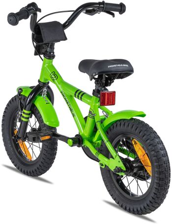 Vélo pour enfants 12 pouces à partir de 3 ans avec roues stabilisatrices et pack de sécurité en vert 3