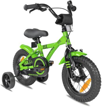 Vélo pour enfants 12 pouces à partir de 3 ans avec roues stabilisatrices et pack de sécurité en vert 1