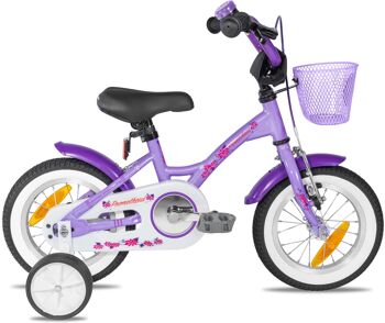 Vélo enfant 12 pouces à partir de 3 ans avec roues stabilisatrices et pack sécurité en violet 6