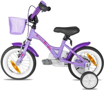 Vélo enfant 12 pouces à partir de 3 ans avec roues stabilisatrices et pack sécurité en violet 7
