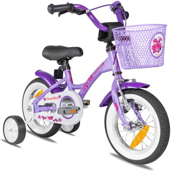 Vélo enfant 12 pouces à partir de 3 ans avec roues stabilisatrices et pack sécurité en violet 1