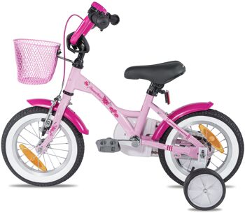 Vélo enfant 12 pouces à partir de 3 ans avec roues stabilisatrices et pack de sécurité en rose 7