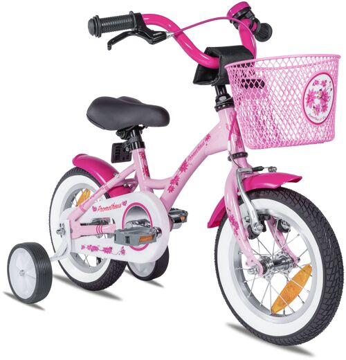 Kinderfahrrad 12 Zoll ab 3 Jahre inkl. Stützräder und Sicherheitspaket in Rosa