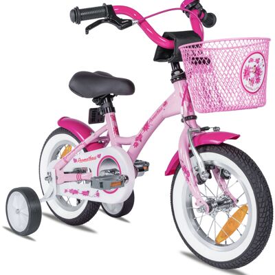 Children's bike 12 inches from 3 years incl. training wheels and safety package in pink