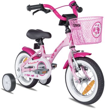 Vélo enfant 12 pouces à partir de 3 ans avec roues stabilisatrices et pack de sécurité en rose 1
