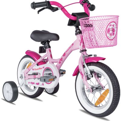 Vélo enfant 12 pouces à partir de 3 ans avec roues stabilisatrices et pack de sécurité en rose