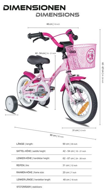 Vélo enfant 12 pouces à partir de 3 ans avec roues stabilisatrices et pack de sécurité en rose 4