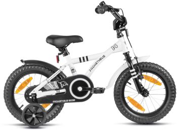 Vélo pour enfants 14 pouces à partir de 4 ans avec roues stabilisatrices et pack de sécurité en blanc 6