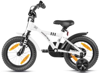 Vélo pour enfants 14 pouces à partir de 4 ans avec roues stabilisatrices et pack de sécurité en blanc 7