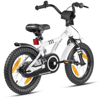 Vélo pour enfants 14 pouces à partir de 4 ans avec roues stabilisatrices et pack de sécurité en blanc 2