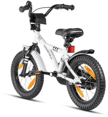 Vélo pour enfants 14 pouces à partir de 4 ans avec roues stabilisatrices et pack de sécurité en blanc 3