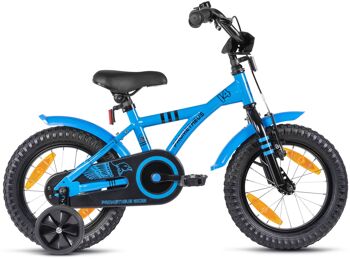 Vélo enfant 14 pouces à partir de 4 ans avec roues stabilisatrices et pack sécurité en bleu 6