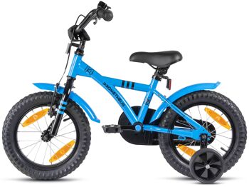 Vélo enfant 14 pouces à partir de 4 ans avec roues stabilisatrices et pack sécurité en bleu 7
