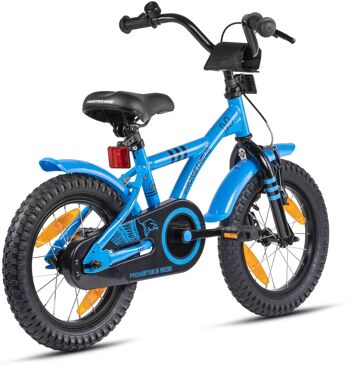 Vélo enfant 14 pouces à partir de 4 ans avec roues stabilisatrices et pack sécurité en bleu 2