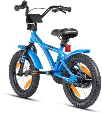 Vélo enfant 14 pouces à partir de 4 ans avec roues stabilisatrices et pack sécurité en bleu 3
