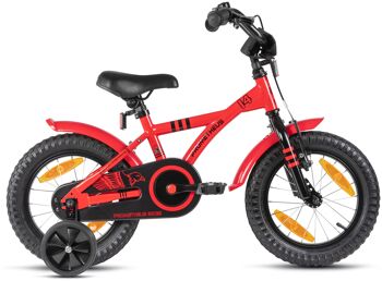 Vélo enfant 14 pouces à partir de 4 ans avec roues stabilisatrices et pack sécurité en rouge 6