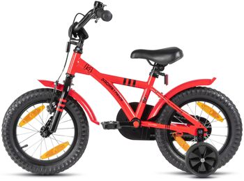 Vélo enfant 14 pouces à partir de 4 ans avec roues stabilisatrices et pack sécurité en rouge 7