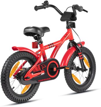 Vélo enfant 14 pouces à partir de 4 ans avec roues stabilisatrices et pack sécurité en rouge 2