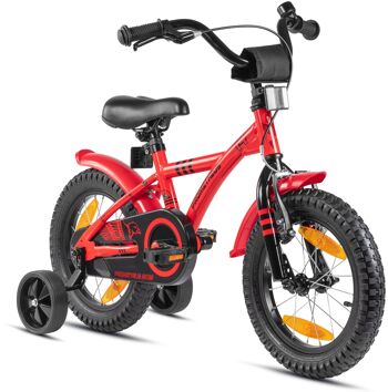 Vélo enfant 14 pouces à partir de 4 ans avec roues stabilisatrices et pack sécurité en rouge 1