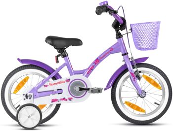 Vélo enfant 14 pouces à partir de 4 ans avec roues stabilisatrices et pack sécurité en violet 6