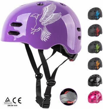 Casque de vélo pour enfants avec anneau rotatif Gr. S - Casque de skate violet 6