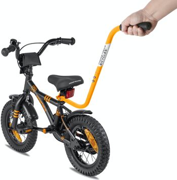Tige de poussée - tige de support pour vélo d'enfant en 3 parties - aide à l'apprentissage du vélo en orange 2