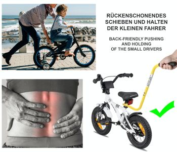 Tige de poussée - tige de support pour vélo d'enfant en 3 parties - aide à l'apprentissage du vélo en orange 7